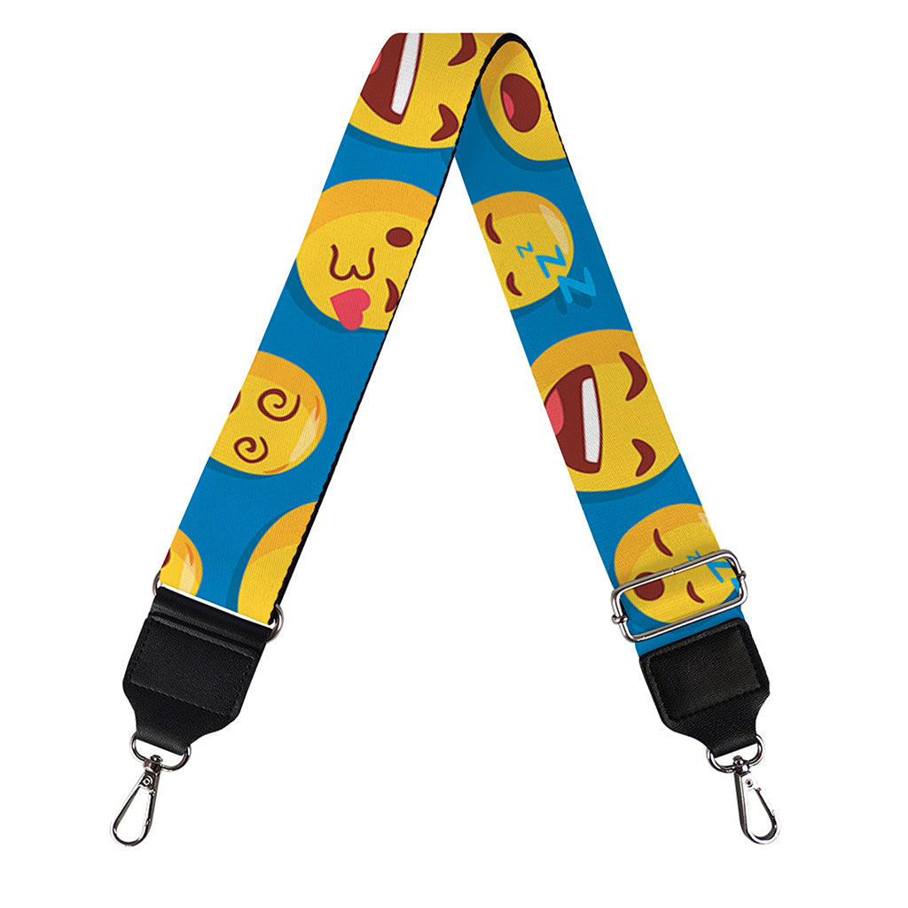 Blue Emoji Pattern Print Bag Strap