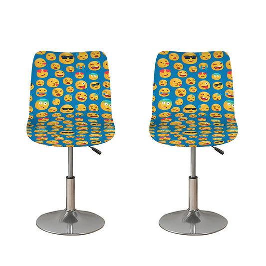 Blue Emoji Pattern Print Bar Stool Covers