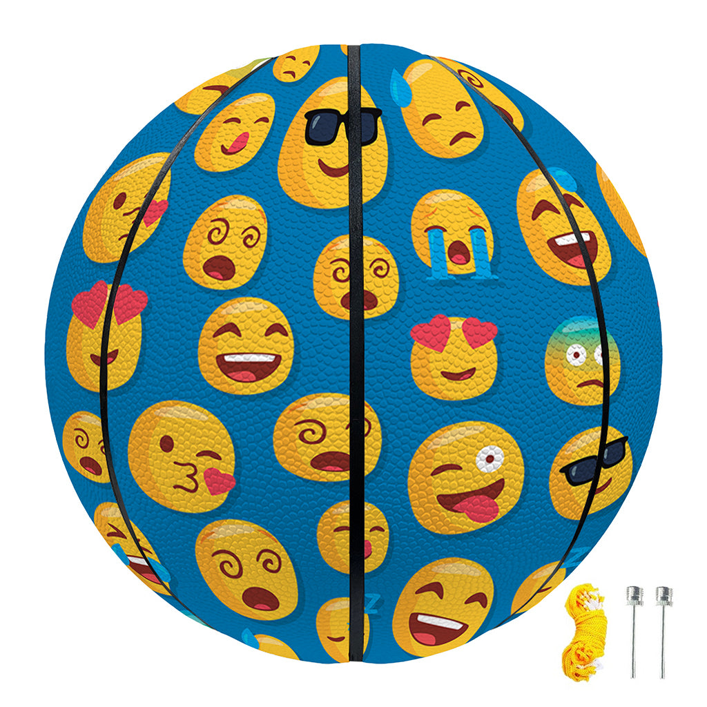 Blue Emoji Pattern Print Basketball