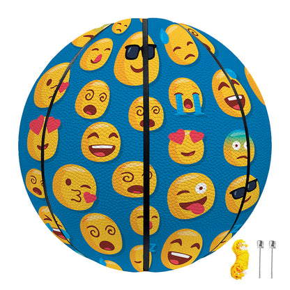 Blue Emoji Pattern Print Basketball