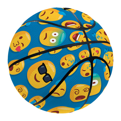 Blue Emoji Pattern Print Basketball