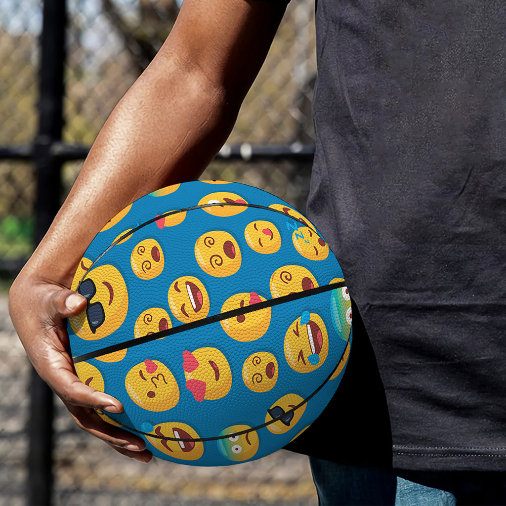 Blue Emoji Pattern Print Basketball