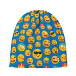 Blue Emoji Pattern Print Beanie