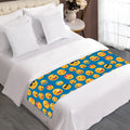 Blue Emoji Pattern Print Bed Runner