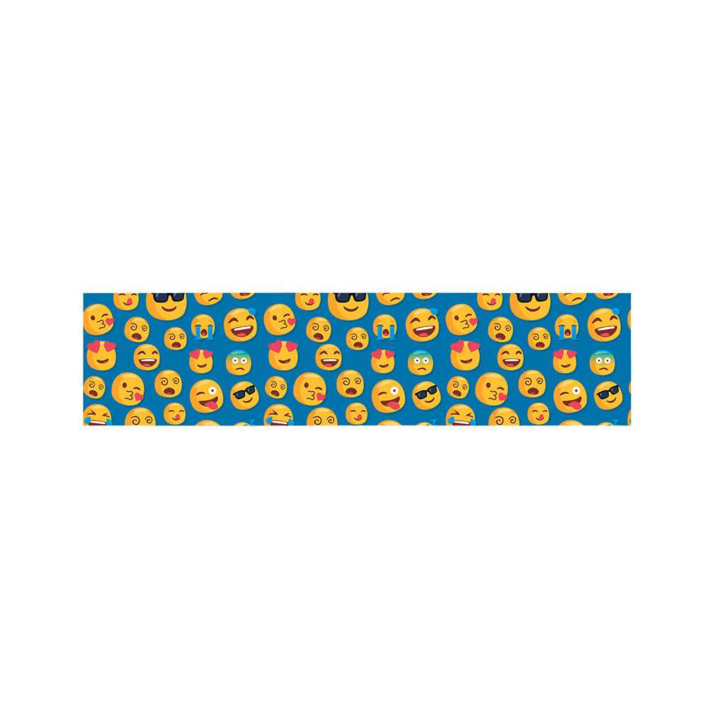 Blue Emoji Pattern Print Bed Runner