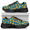 Blue Emoji Pattern Print Black Chunky Shoes