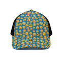 Blue Emoji Pattern Print Black Mesh Trucker Hat