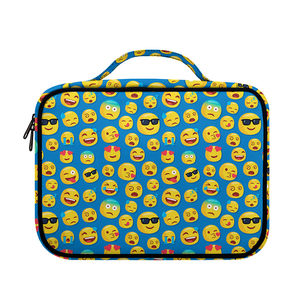 Blue Emoji Pattern Print Briefcase Bible Bag