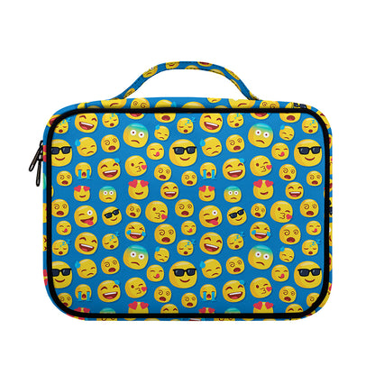 Blue Emoji Pattern Print Briefcase Bible Bag