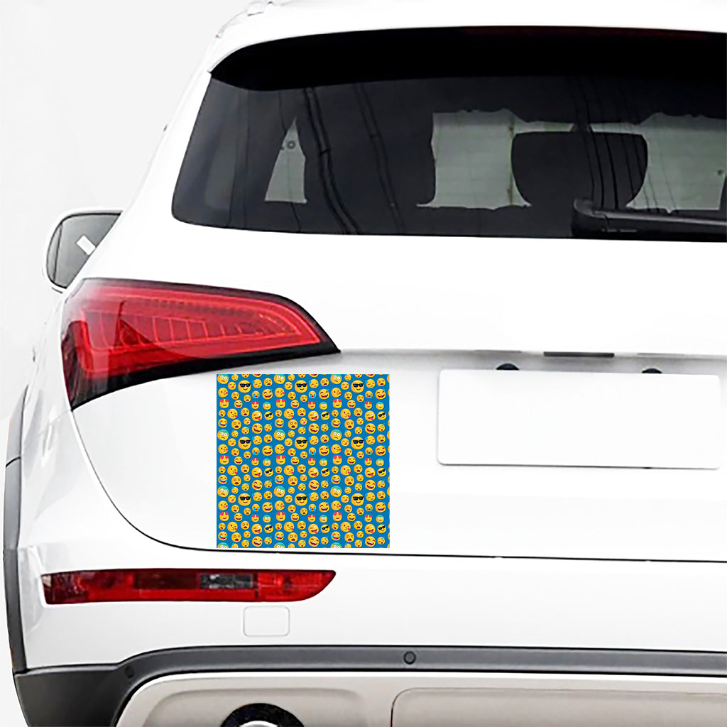 Blue Emoji Pattern Print Car Sticker