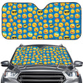 Blue Emoji Pattern Print Car Windshield Sun Shade