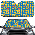 Blue Emoji Pattern Print Car Windshield Sun Shade