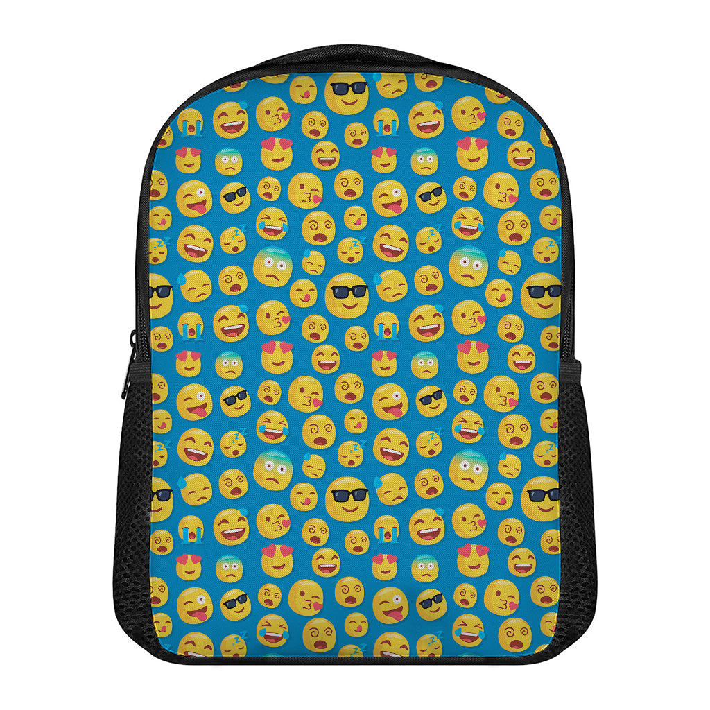 Blue Emoji Pattern Print Casual Backpack