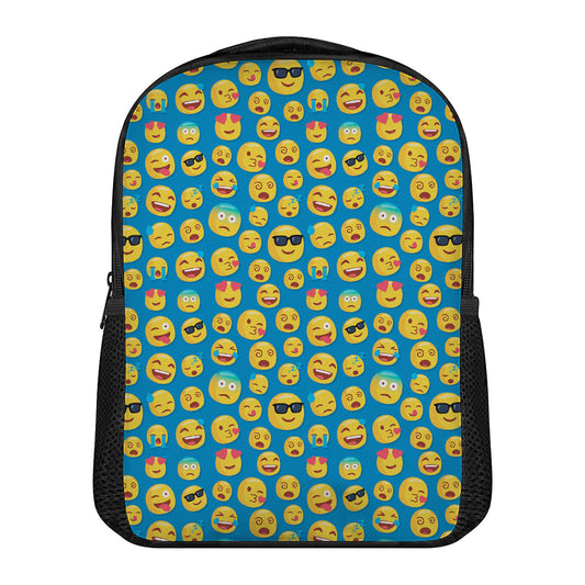 Blue Emoji Pattern Print Casual Backpack