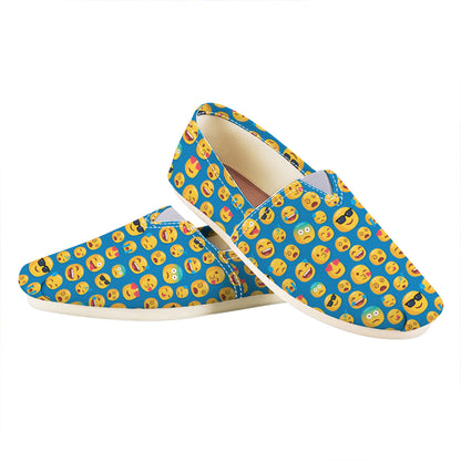 Blue Emoji Pattern Print Casual Shoes