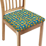 Blue Emoji Pattern Print Chair Cushion Cover