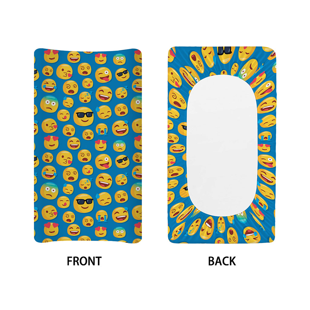 Blue Emoji Pattern Print Changing Pad Cover