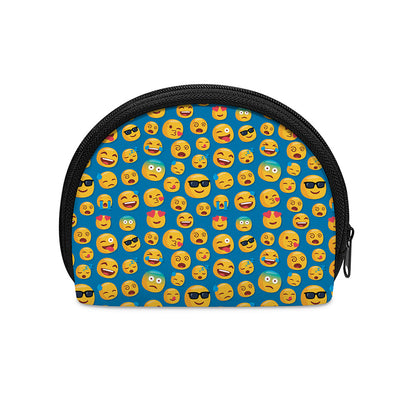 Blue Emoji Pattern Print Coin Purse
