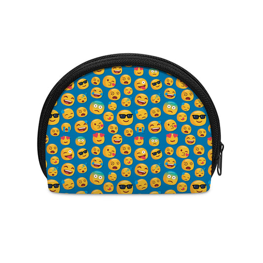 Blue Emoji Pattern Print Coin Purse