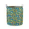 Blue Emoji Pattern Print Collapsible Laundry Basket