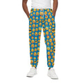 Blue Emoji Pattern Print Cotton Sweatpants