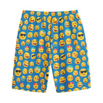 Blue Emoji Pattern Print Cotton Shorts