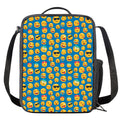 Blue Emoji Pattern Print Crossbody Lunch Bag