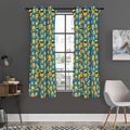 Blue Emoji Pattern Print Grommet Curtain Panels