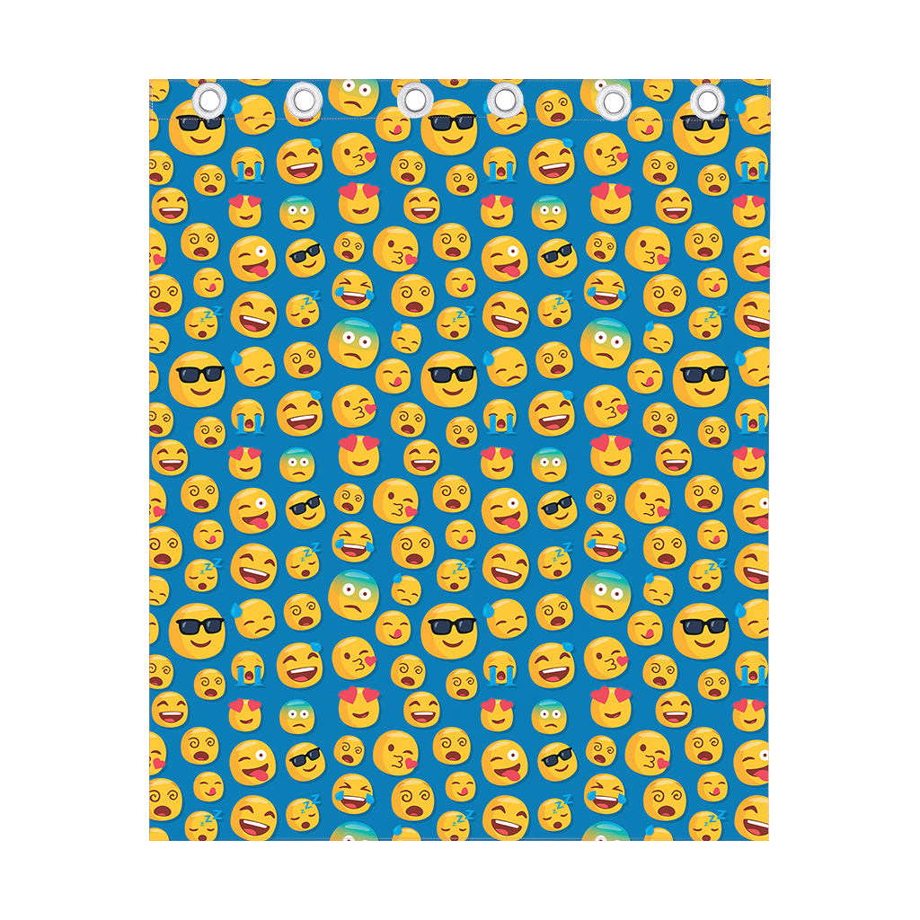 Blue Emoji Pattern Print Curtain