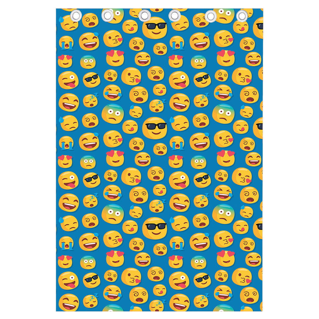 Blue Emoji Pattern Print Curtain