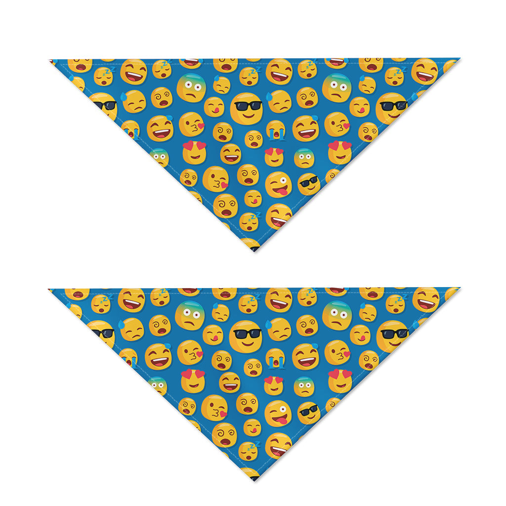 Blue Emoji Pattern Print Dog Bandana