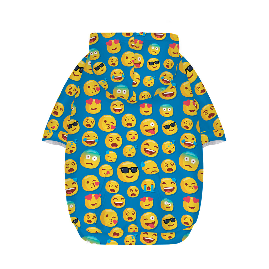 Blue Emoji Pattern Print Dog Zip Up Hoodie