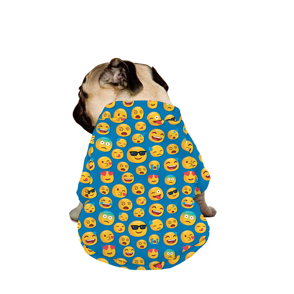 Blue Emoji Pattern Print Dog Zip Up Jacket