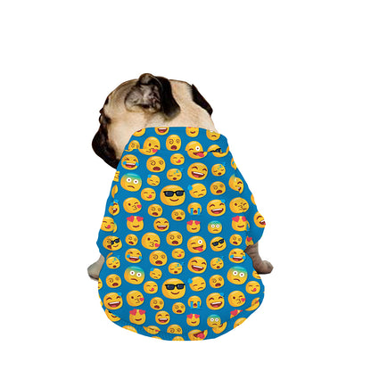 Blue Emoji Pattern Print Dog Zip Up Jacket