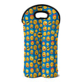 Blue Emoji Pattern Print Double Neoprene Wine Tote