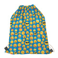 Blue Emoji Pattern Print Drawstring Bag