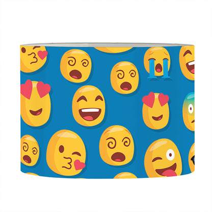 Blue Emoji Pattern Print Drum Lamp Shade
