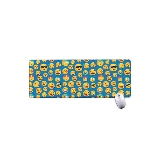 Blue Emoji Pattern Print Extended Mouse Pad