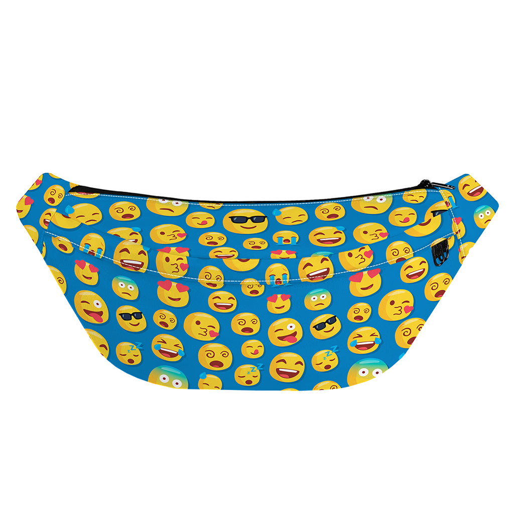 Blue Emoji Pattern Print Fanny Pack