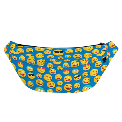 Blue Emoji Pattern Print Fanny Pack