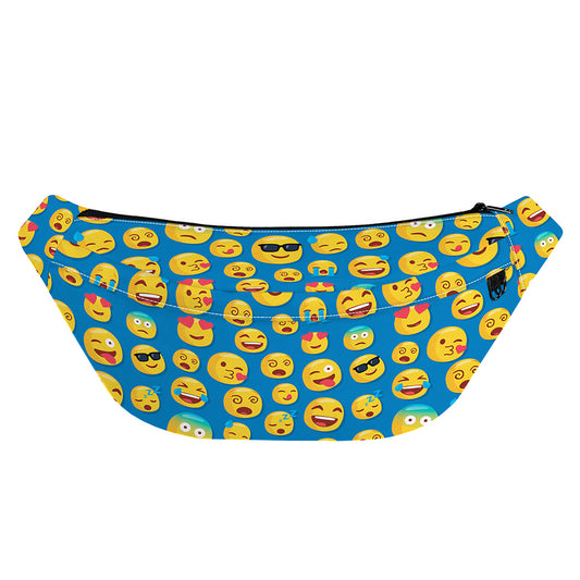 Blue Emoji Pattern Print Fanny Pack