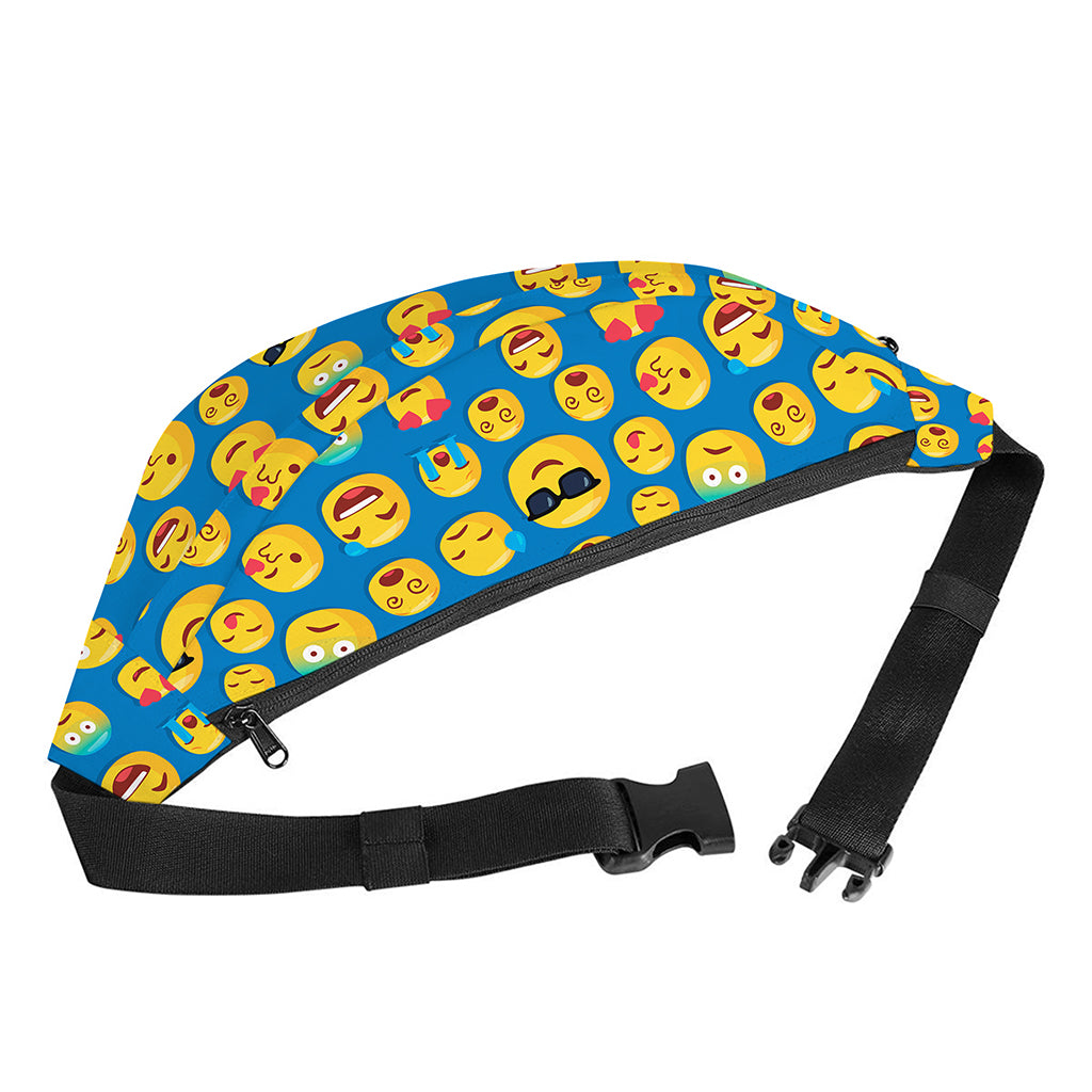 Blue Emoji Pattern Print Fanny Pack