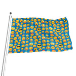 Blue Emoji Pattern Print Flag