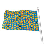 Blue Emoji Pattern Print Flag