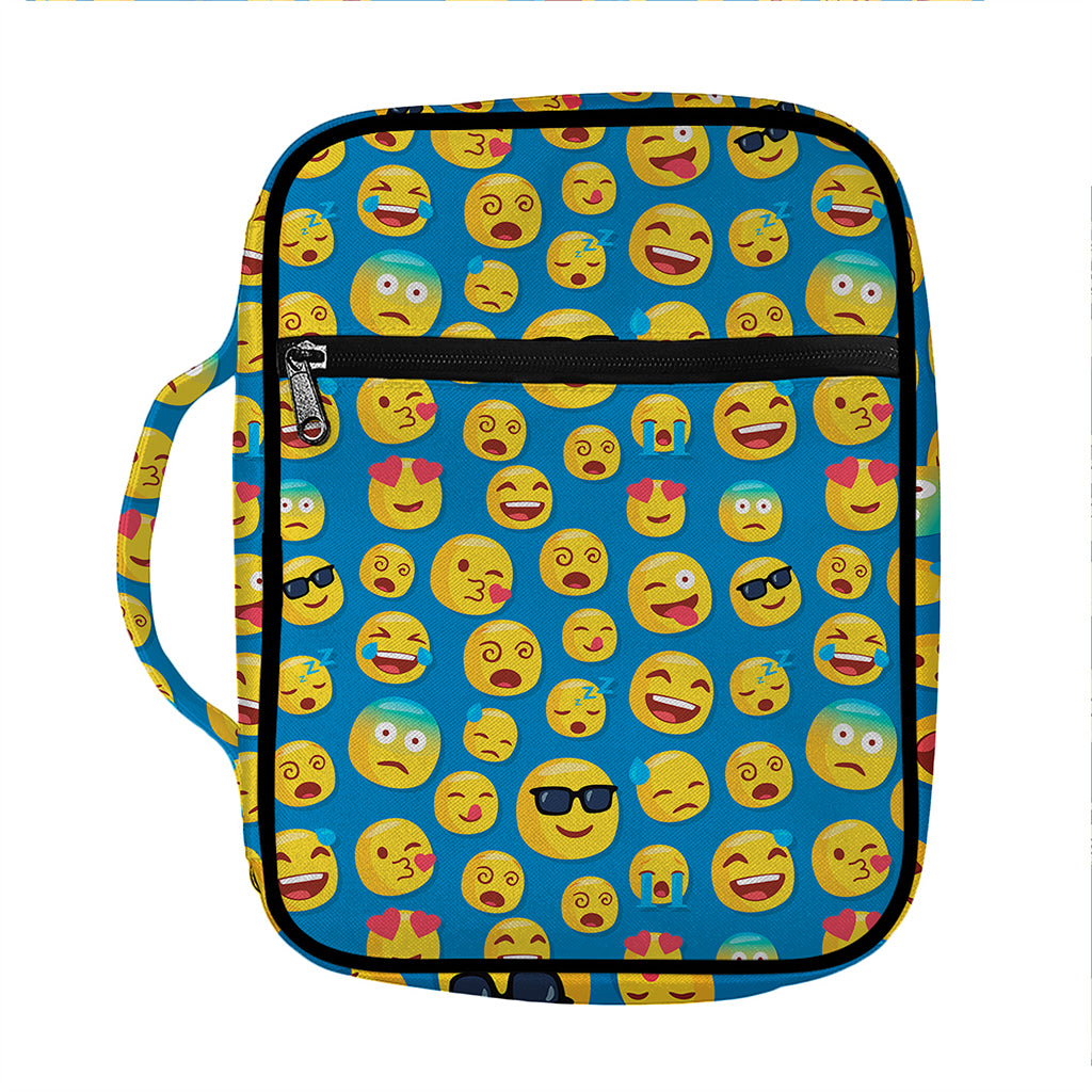 Blue Emoji Pattern Print Front Pocket Bible Bag