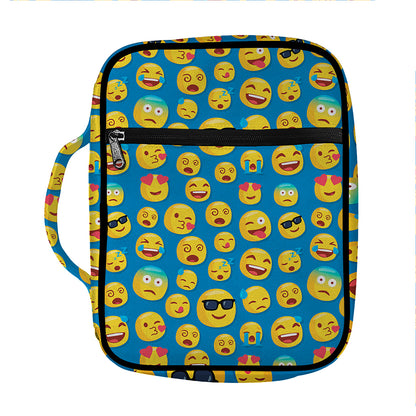 Blue Emoji Pattern Print Front Pocket Bible Bag