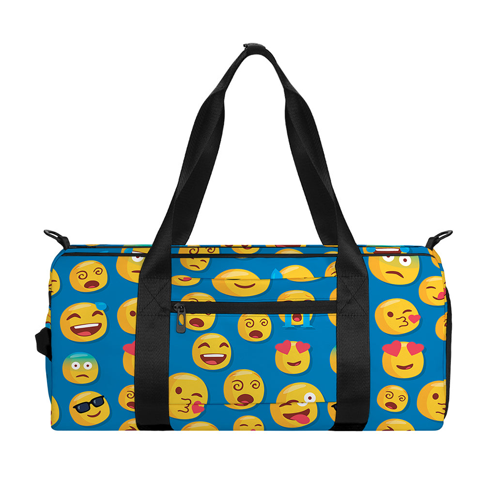 Blue Emoji Pattern Print Gym Bag