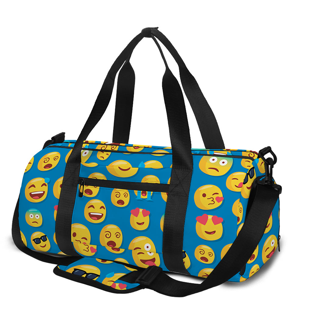 Blue Emoji Pattern Print Gym Bag