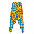 Blue Emoji Pattern Print Hammer Pants