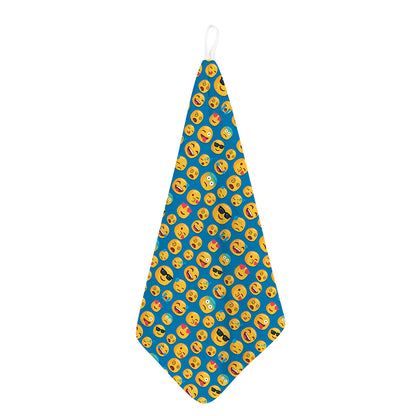 Blue Emoji Pattern Print Hand Towel